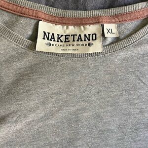 Naketano Gray T-Shirt with Brown Trim